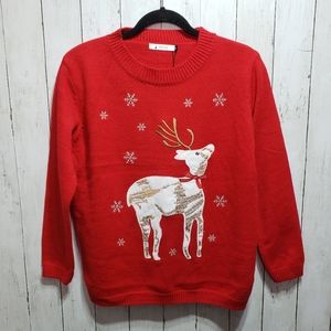 New! Angvns Red Reindeer Holiday Sweater Christmas